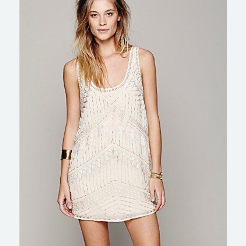 Free People Tribal Arrows Embellished Shift XS